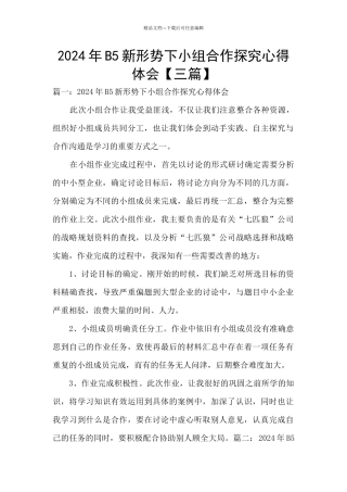 2024年B5新形势下小组合作探究心得体会