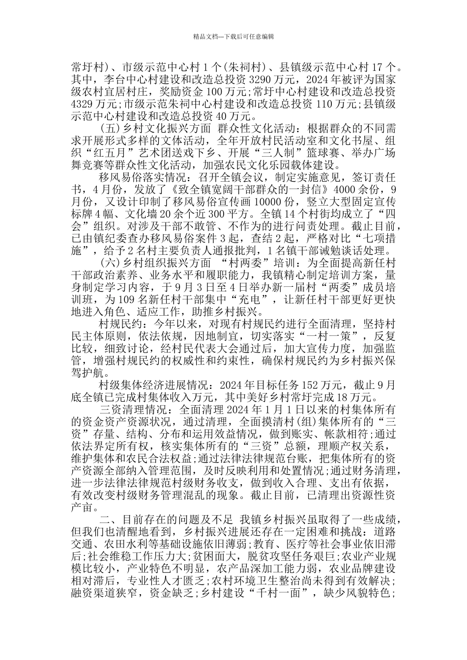 2024年XX镇推进乡村振兴战略自查报告_第3页