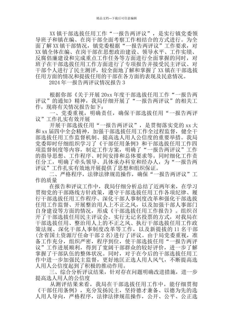 2024年一报告两评议情况报告3篇_第3页