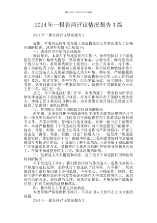 2024年一报告两评议情况报告3篇