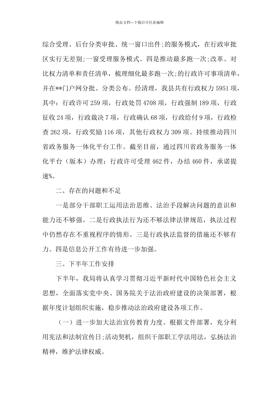 2024年上半年法治政府建设工作报告_第3页