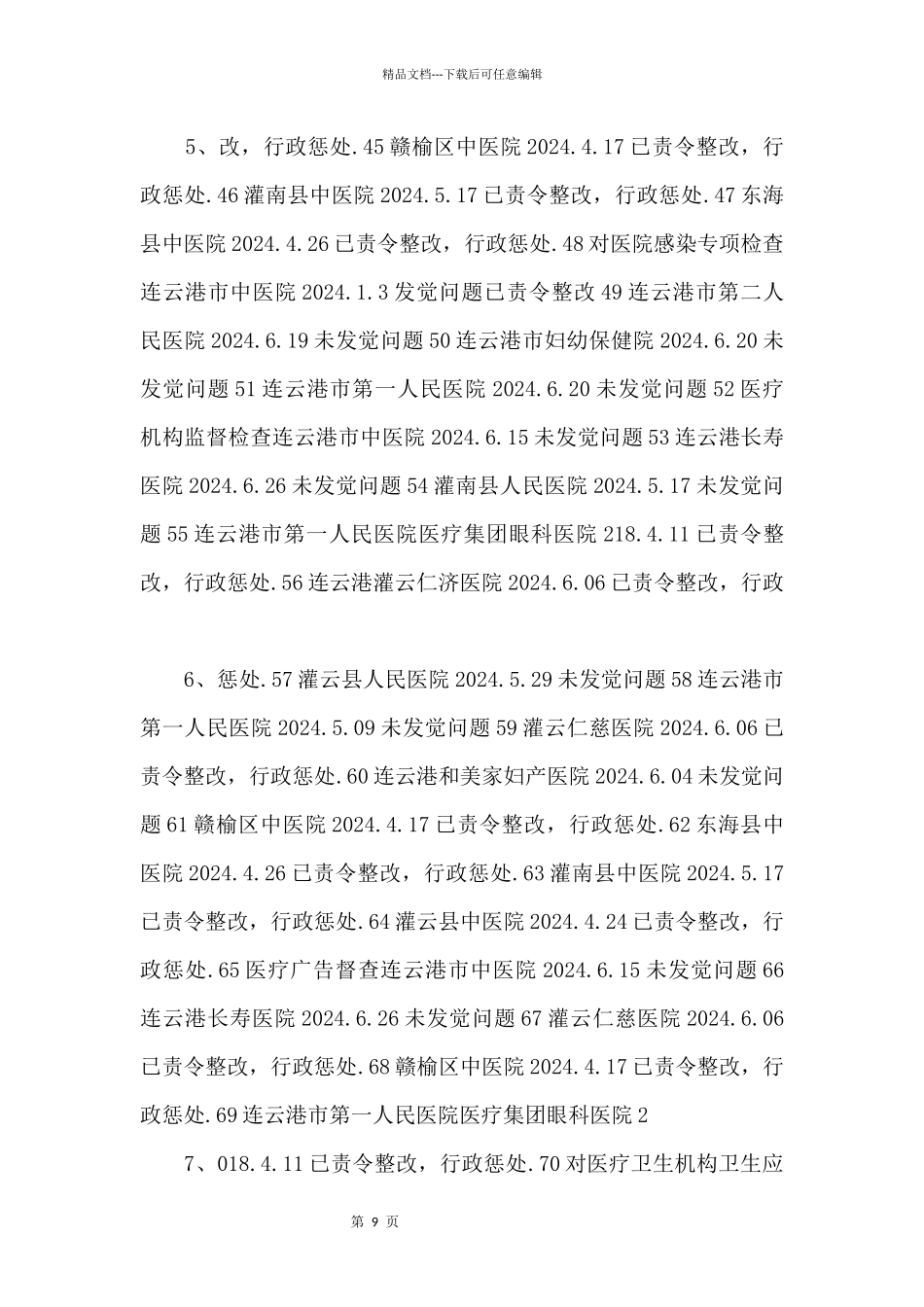 2024年上半年级卫生计生双随机抽查结果公示_第3页