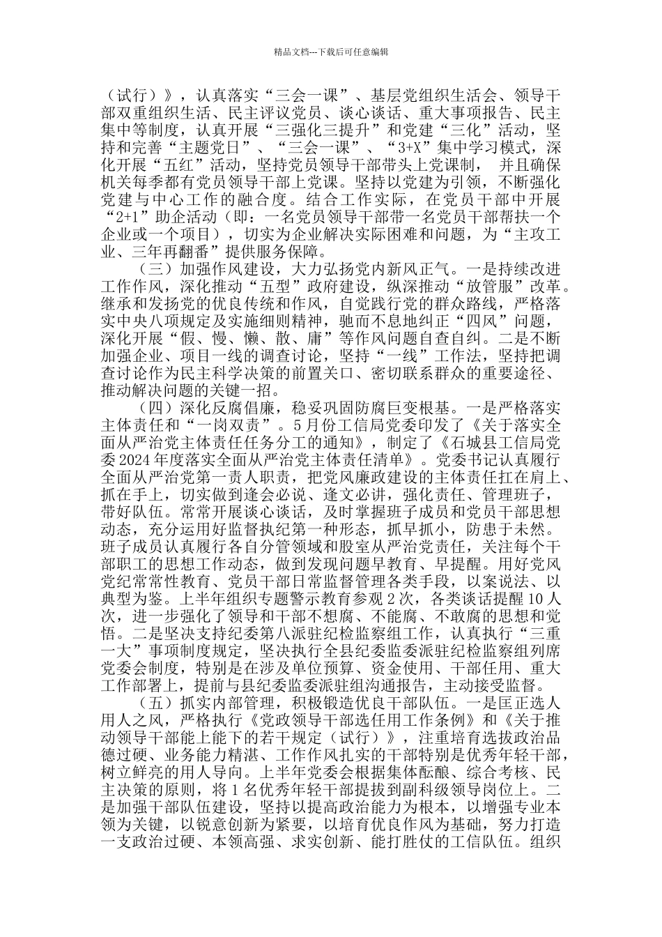 2024年上半年落实全面从严治党主体责任的情况报告_第2页