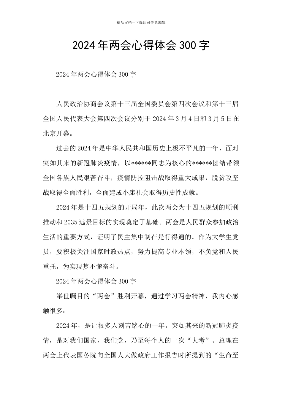 2024年两会心得体会300字_第1页