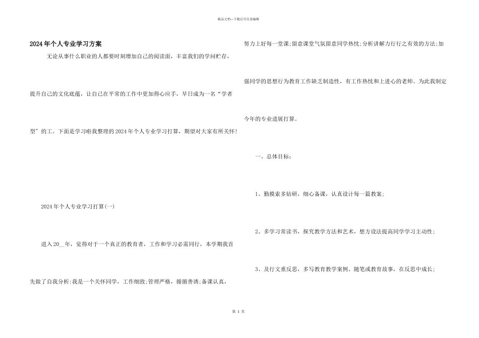 2024年个人专业学习计划_第1页
