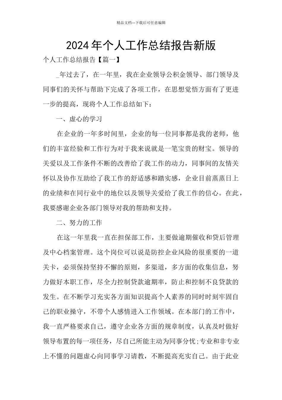 2024年个人工作总结报告新版_第1页