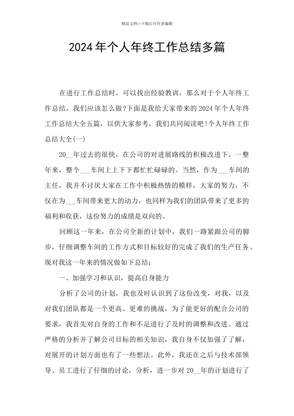 2024年个人年终工作总结多篇_第1页