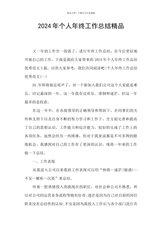 2024年个人年终工作总结精品