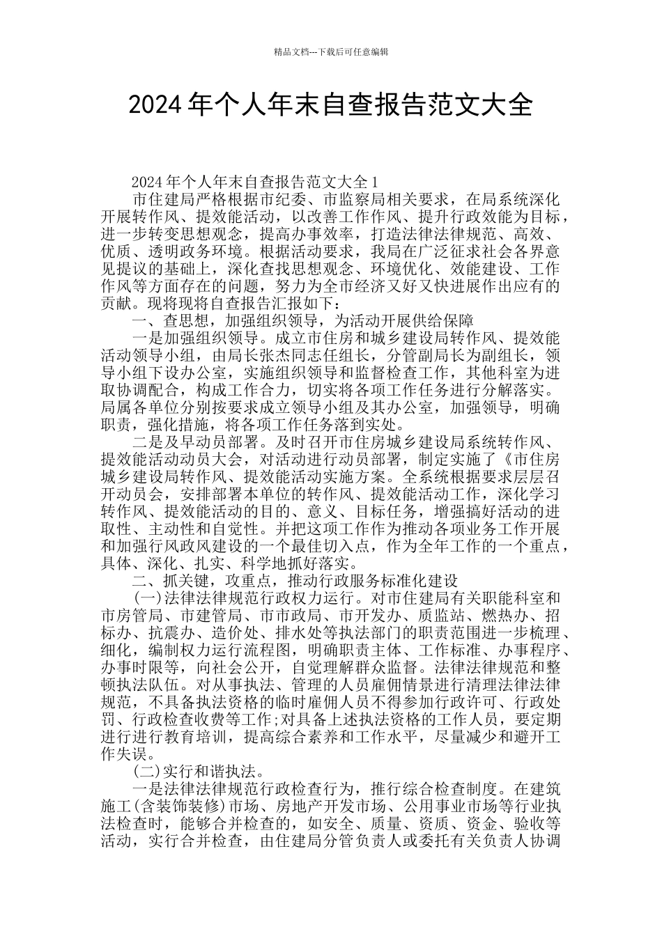 2024年个人年末自查报告范文大全_第1页