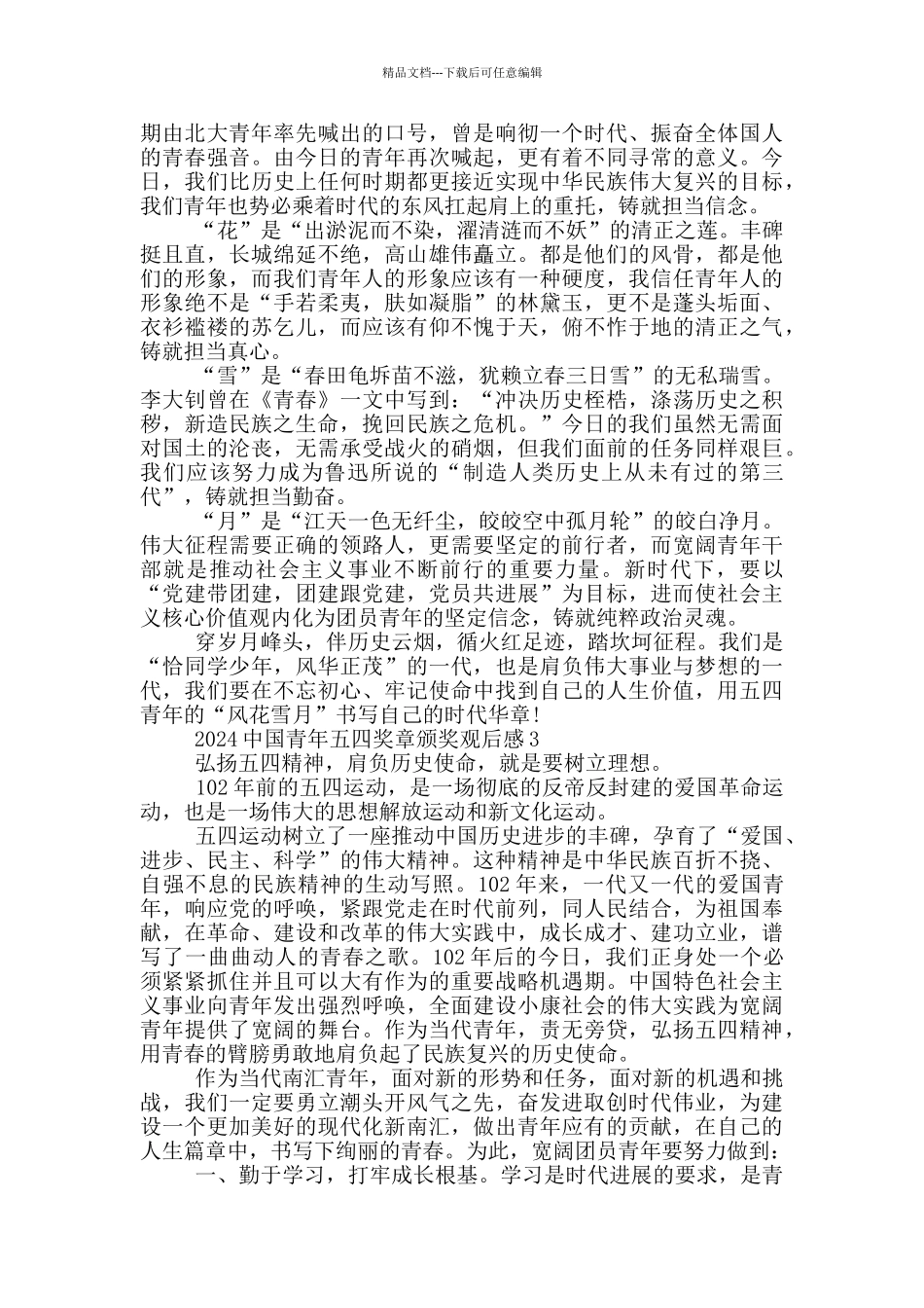 2024年中国青年五四奖章颁奖典礼观后感心得感悟_第2页