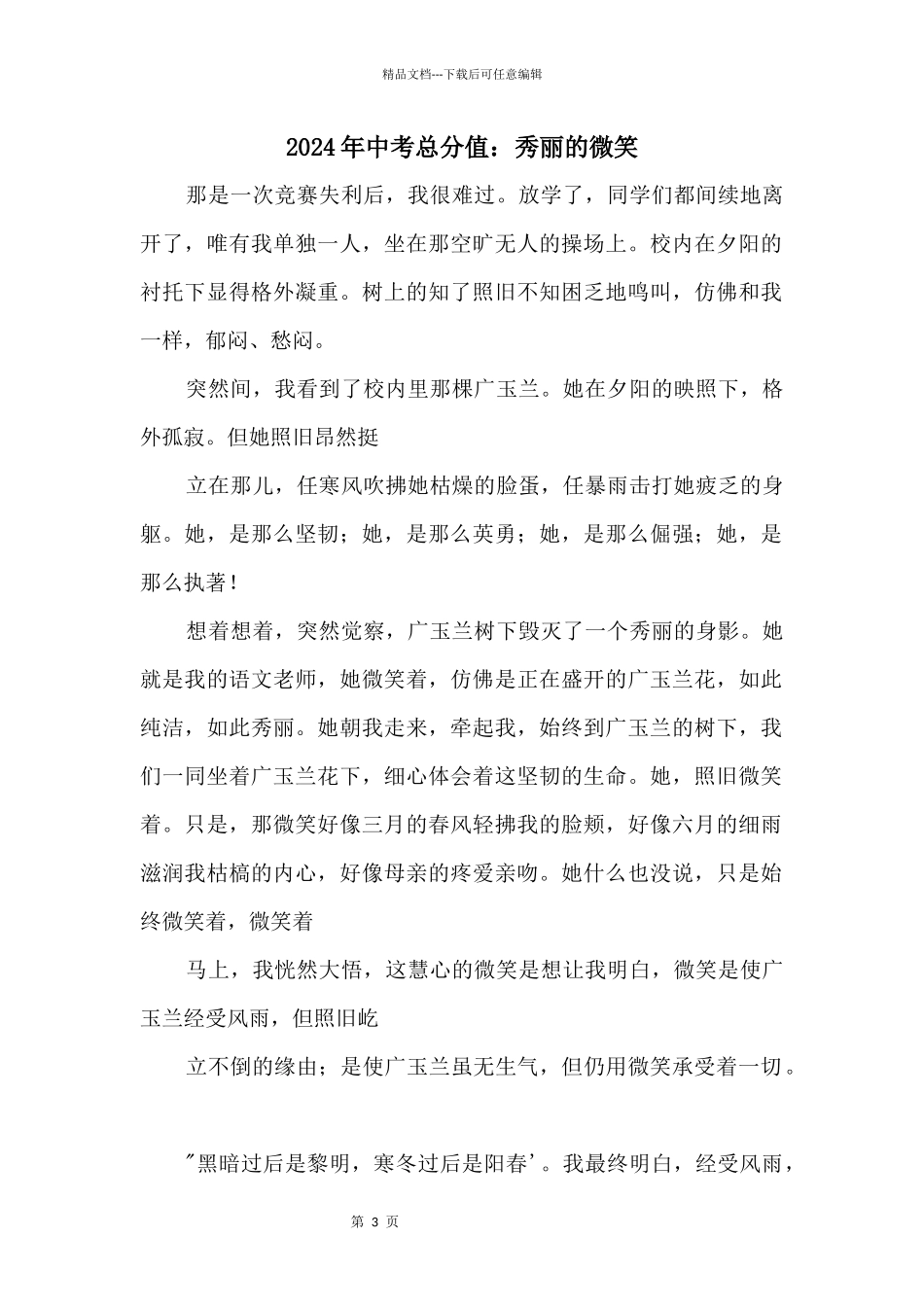 2024年中考满分：美丽的微笑_第1页