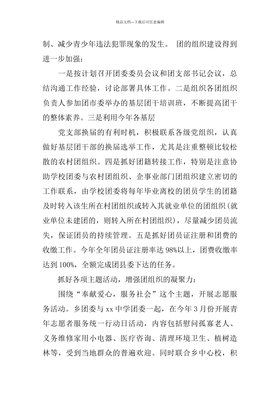 2024年乡团委工作总结范文4篇_第2页