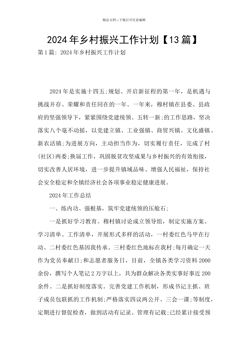 2024年乡村振兴工作计划_第1页