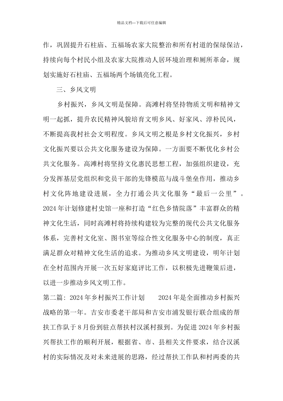 2024年乡村振兴工作计划十九篇_第2页