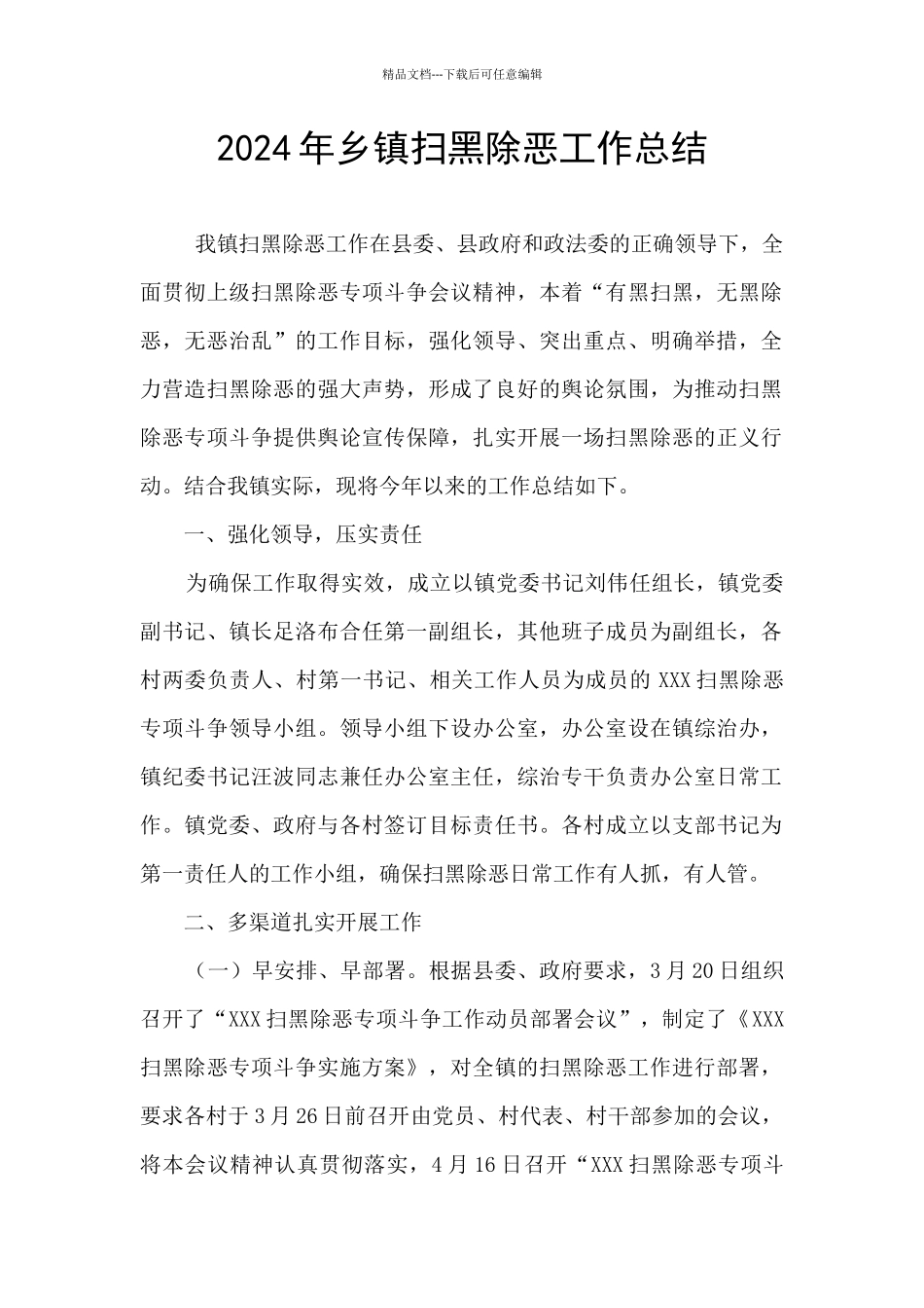2024年乡镇扫黑除恶工作总结_第1页