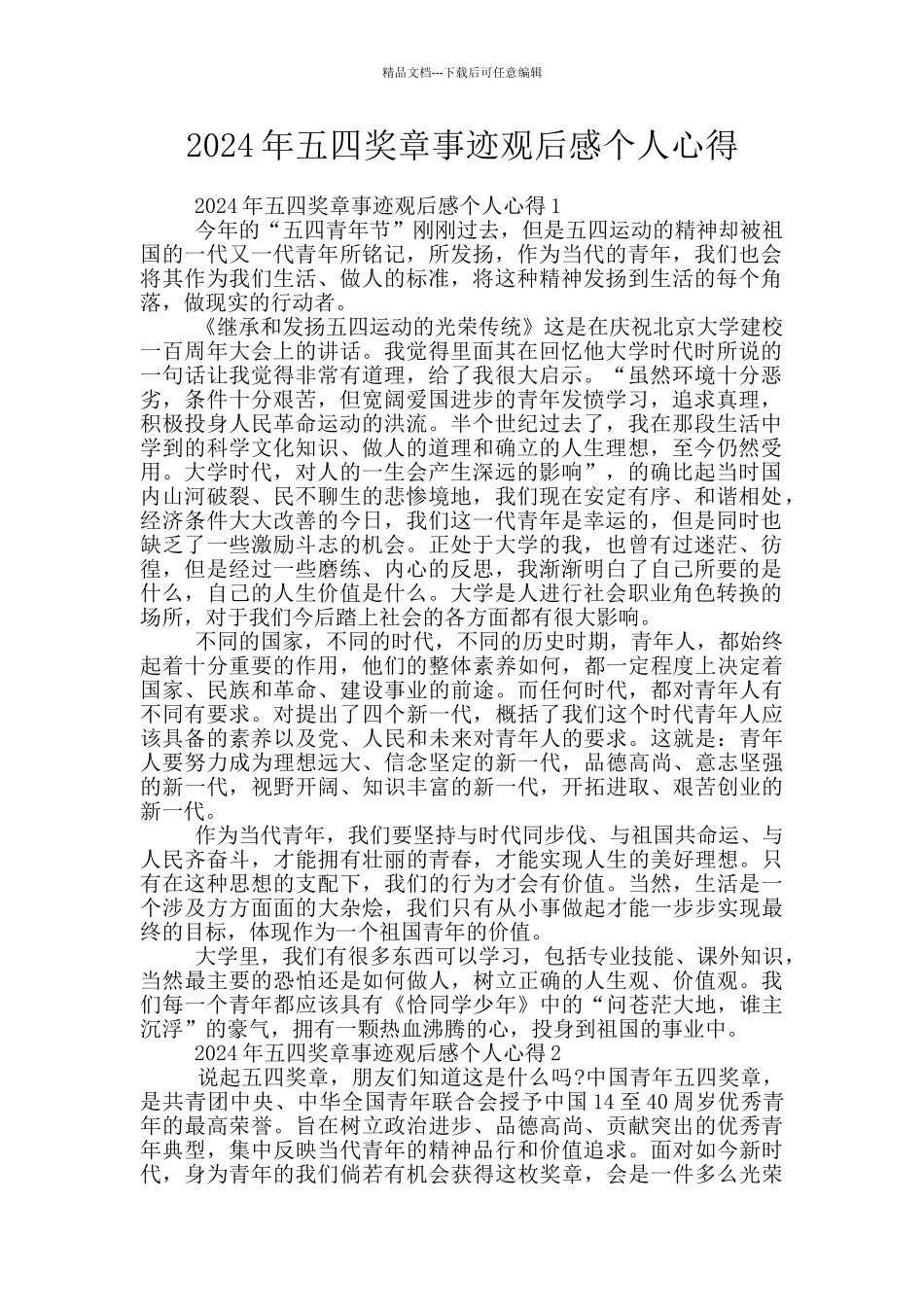 2024年五四奖章事迹观后感个人心得_第1页