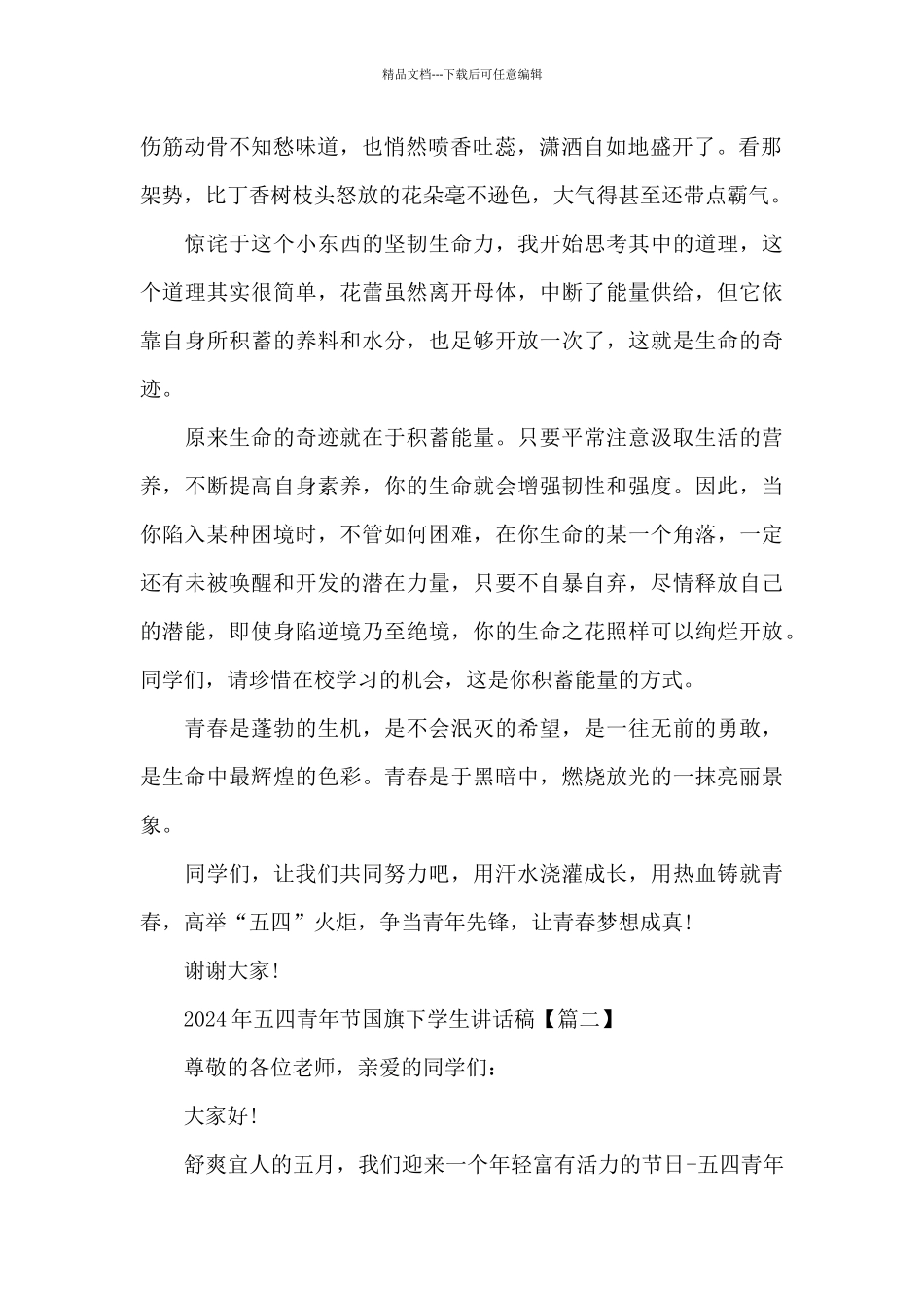 2024年五四青年节国旗下学生讲话稿5篇_第2页