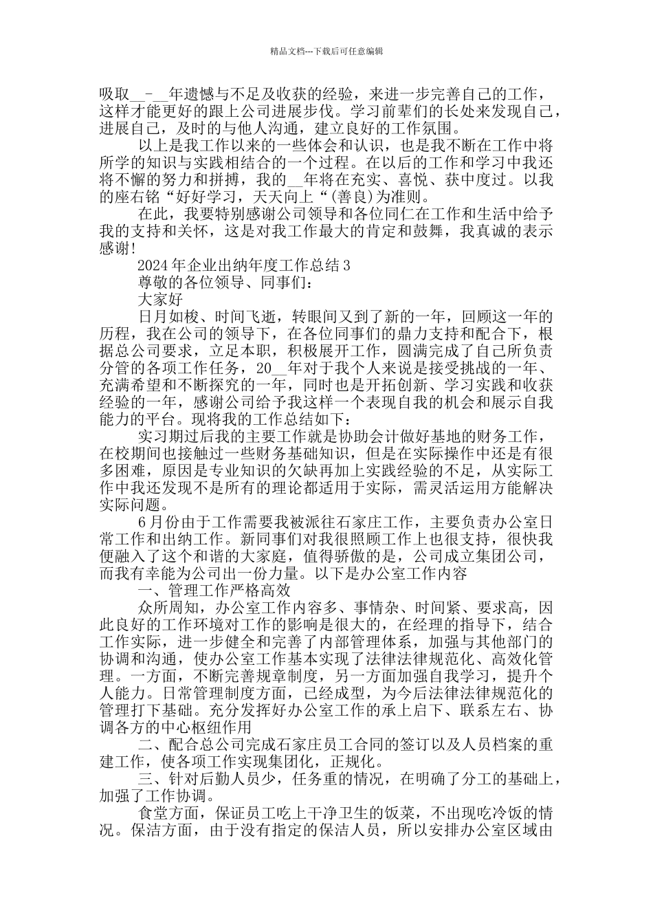 2024年企业出纳年度工作总结_第3页