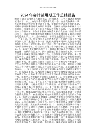 2024年会计试用期工作总结报告