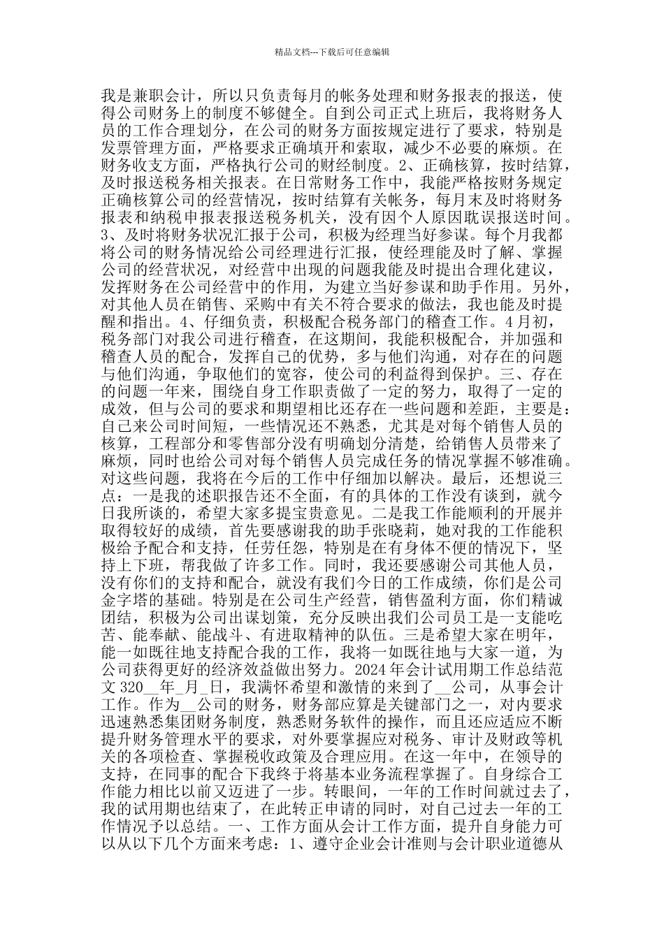 2024年会计试用期工作总结范文_第2页