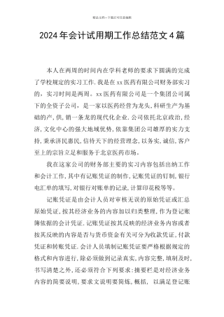 2024年会计试用期工作总结范文4篇