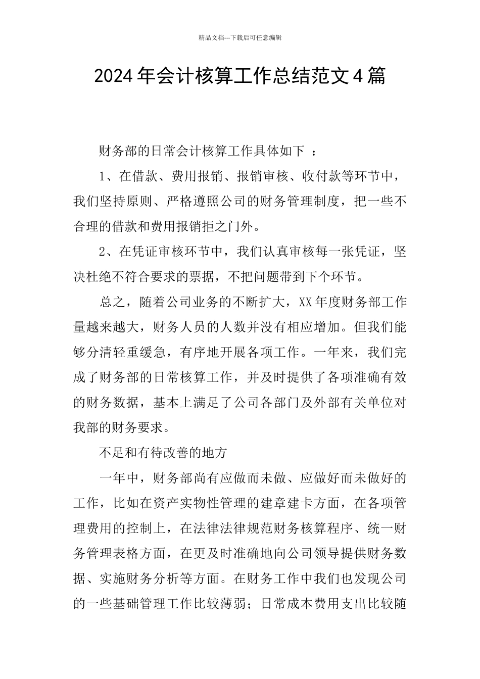 2024年会计核算工作总结范文4篇_第1页