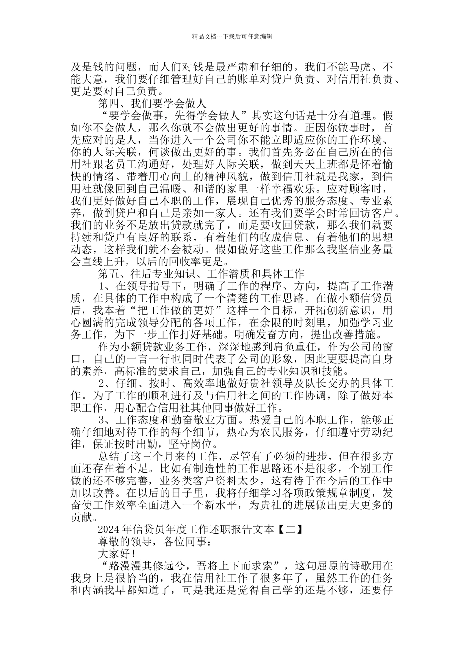 2024年信贷员年度工作述职报告文本_第2页