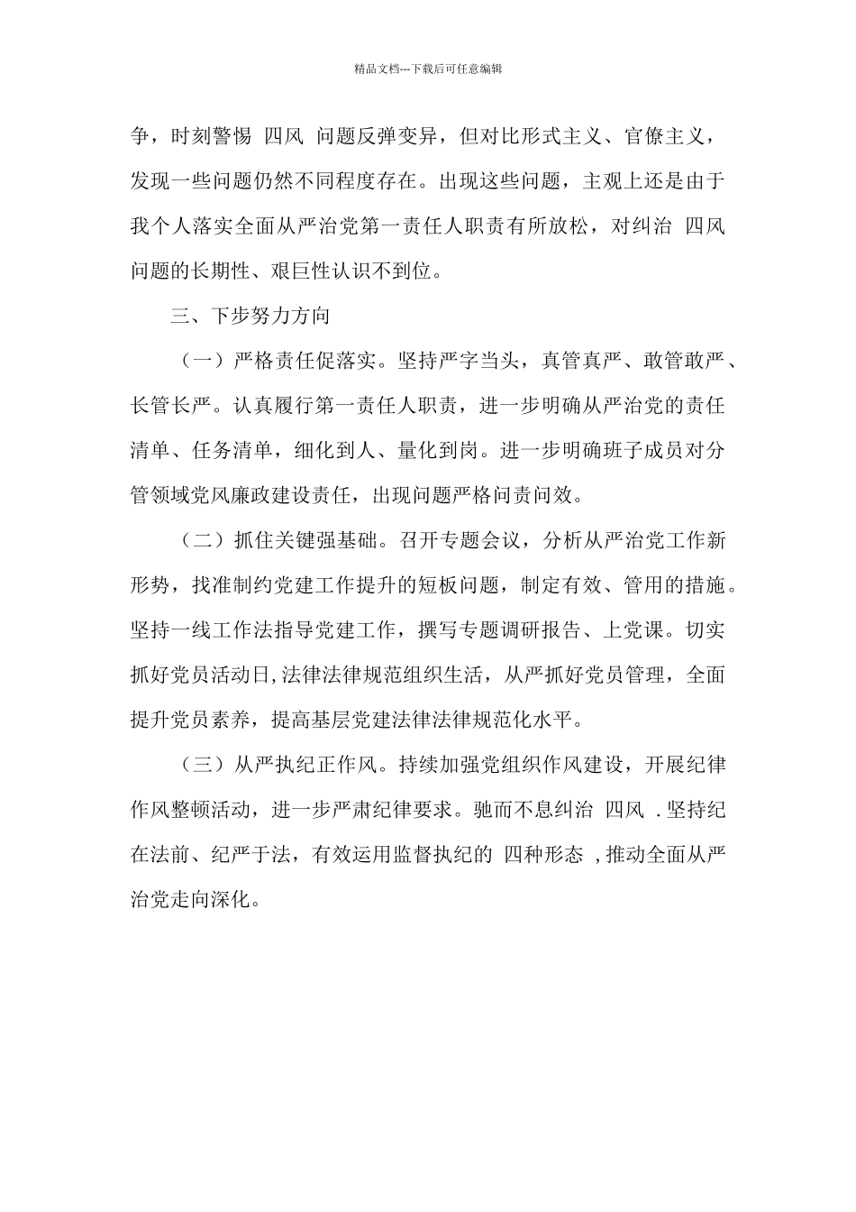 2024年党书记履行全面治党第一责任人职责述职报告_第3页