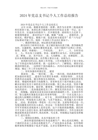 2024年党总支书记个人工作总结报告