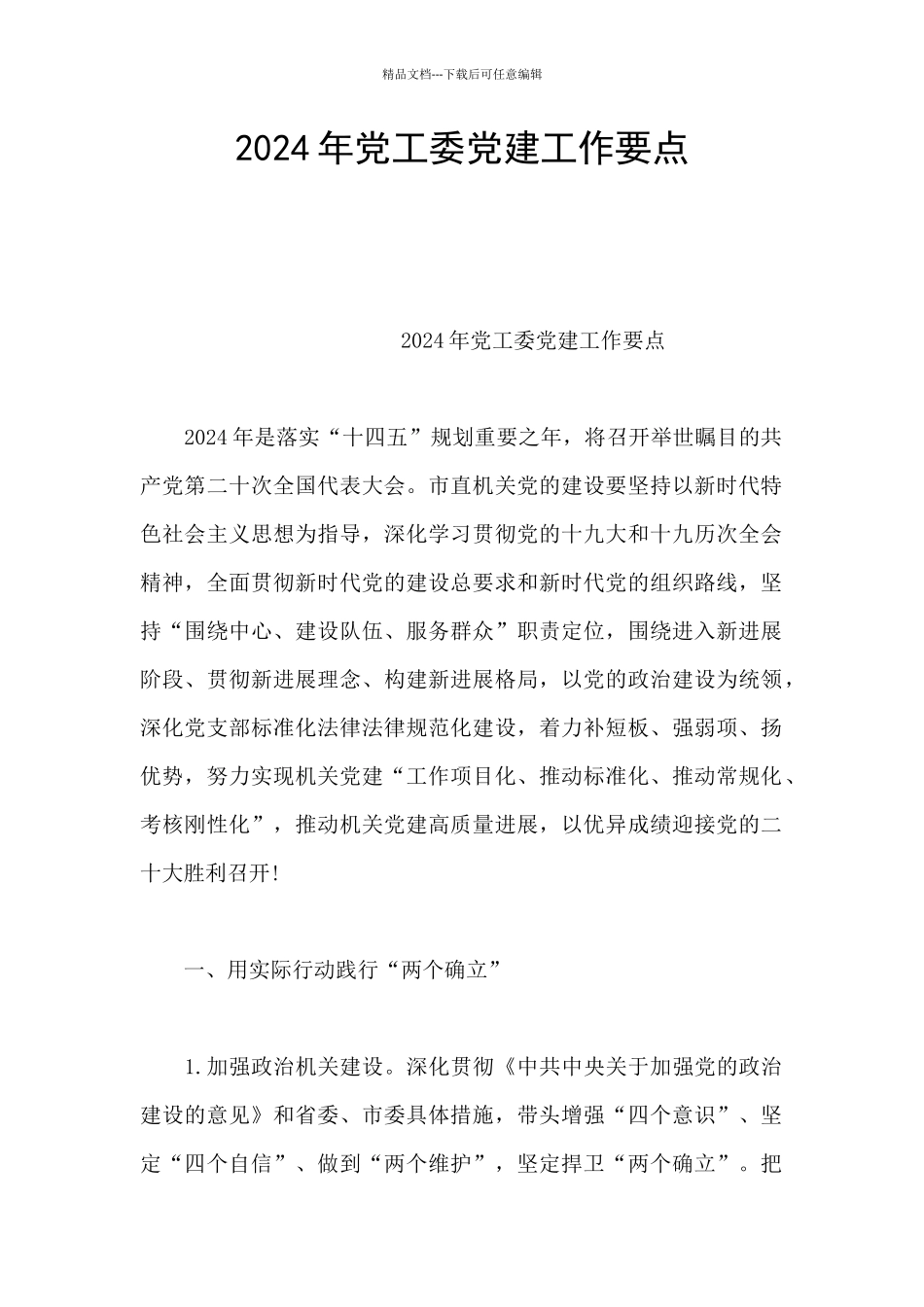 2024年党工委党建工作要点_第1页