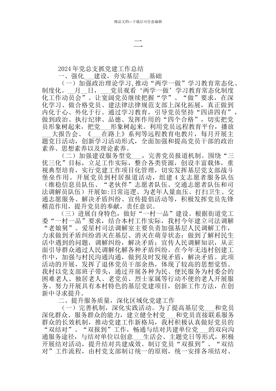 2024年党总支抓党建工作总结_第1页