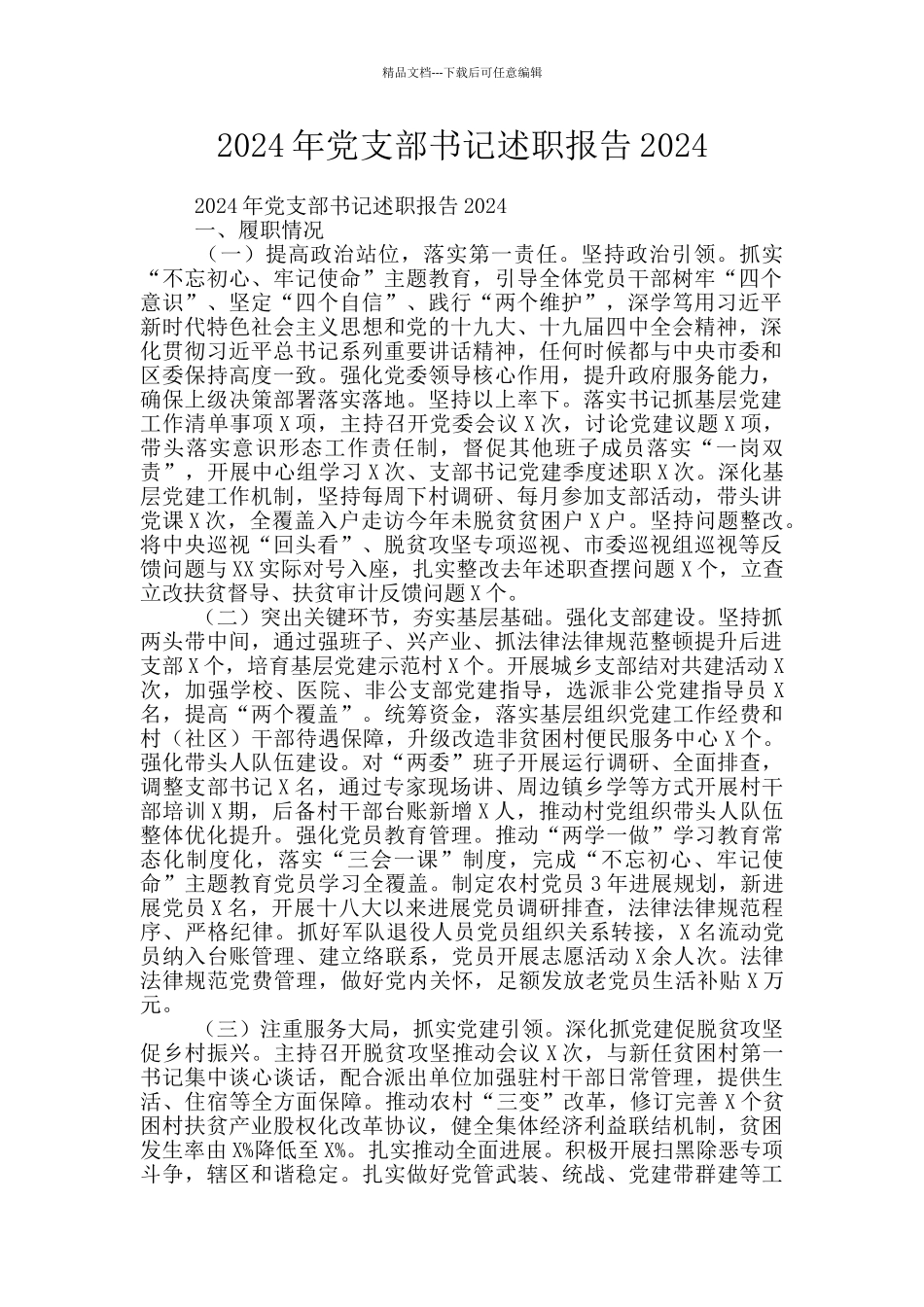 2024年党支部书记述职报告2024_第1页