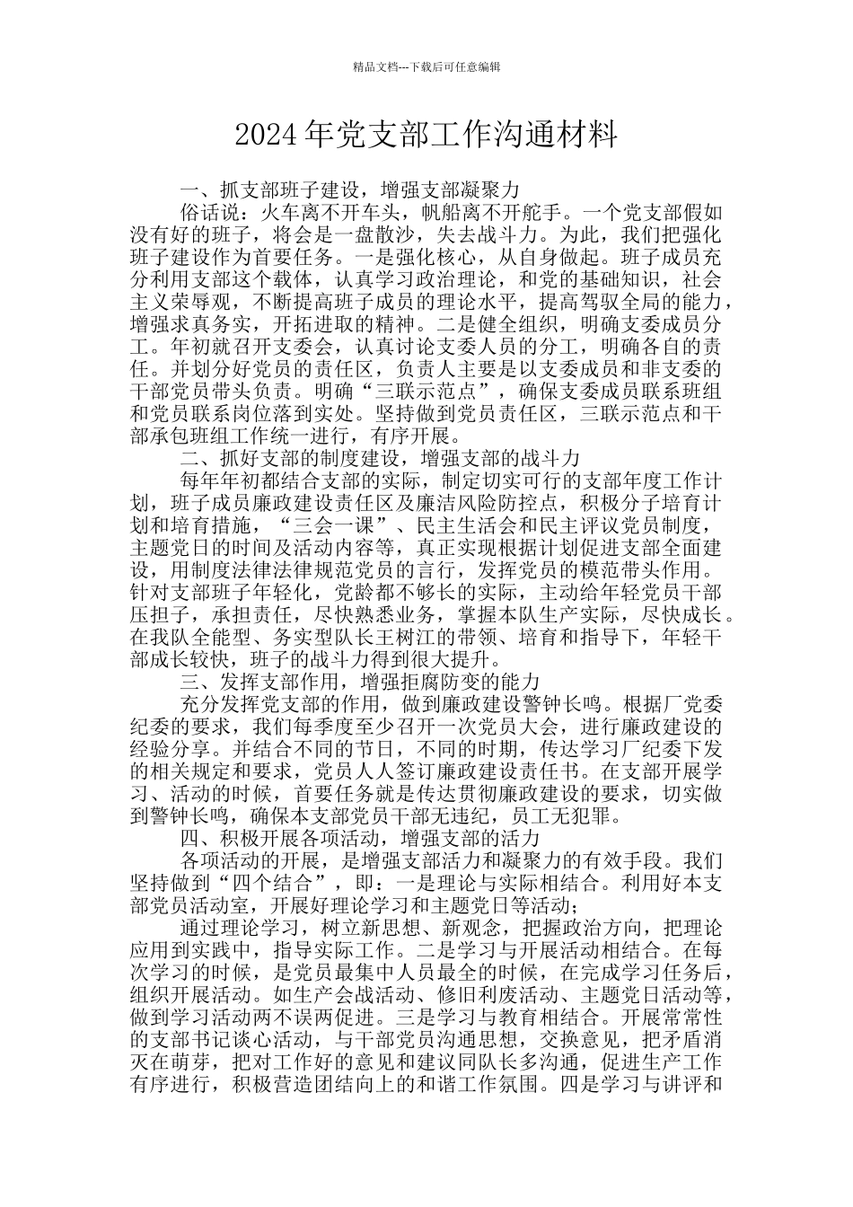 2024年党支部工作交流材料_第1页