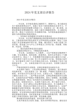 2024年党支部自评报告