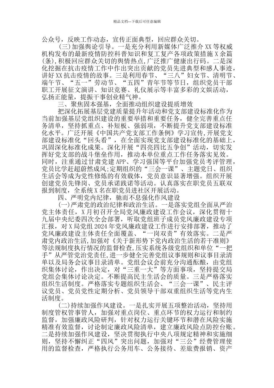 2024年党组工作总结_第2页