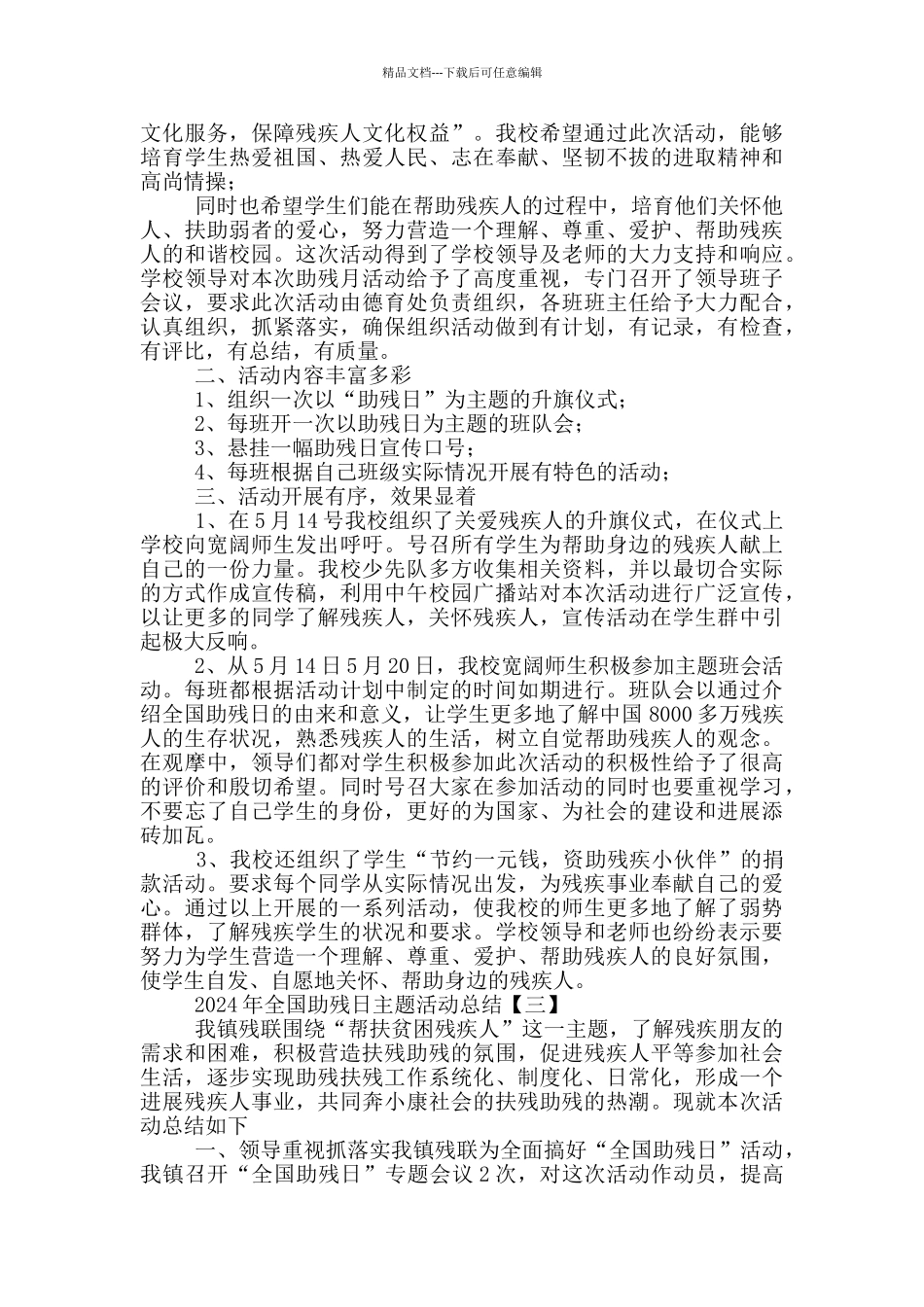 2024年全国助残日主题活动总结3篇_第2页