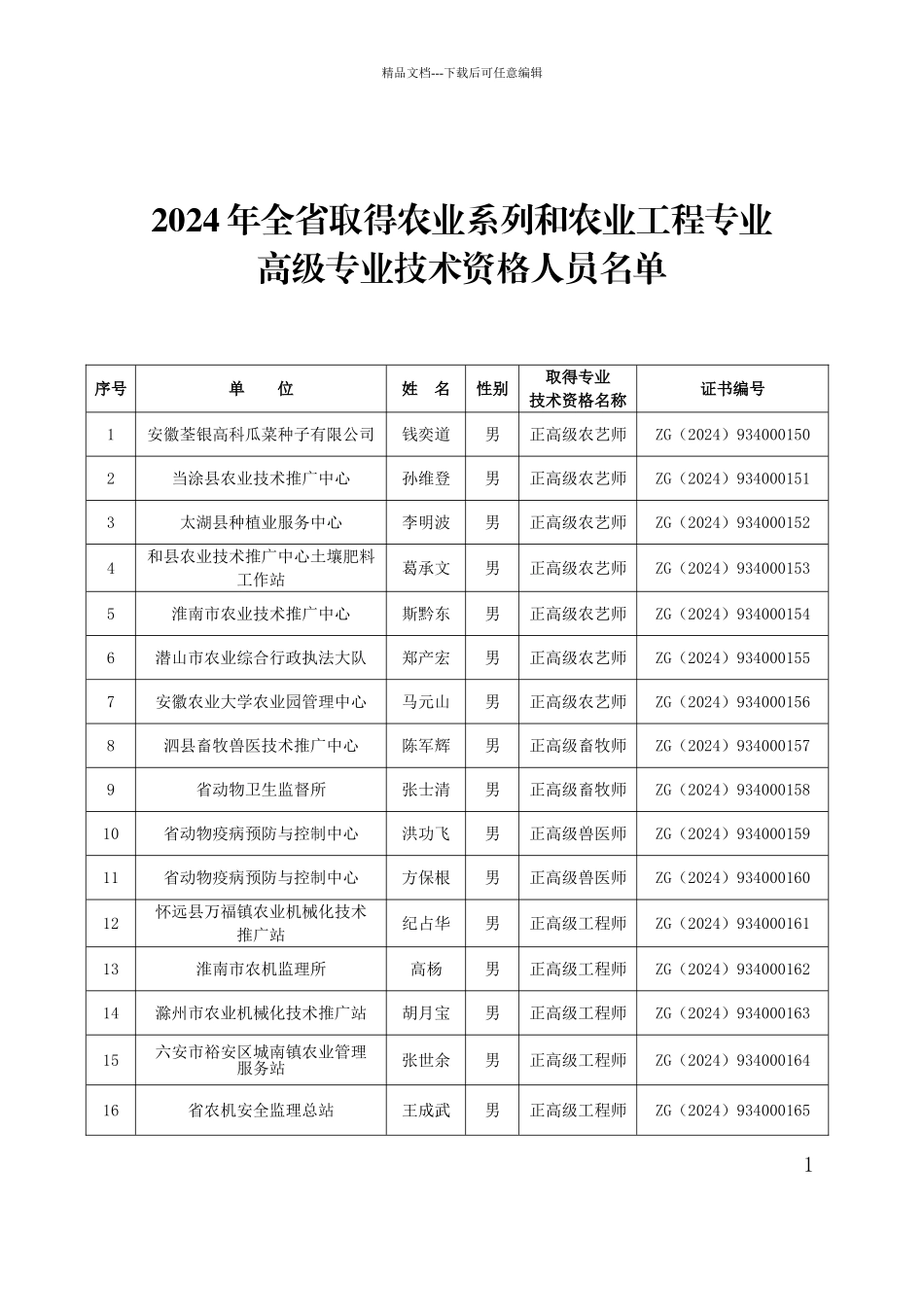 2024年全省取得农业系列和农业工程专业_第1页