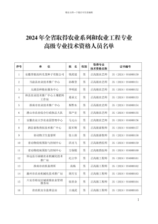 2024年全省取得农业系列和农业工程专业