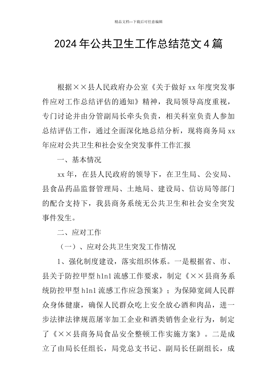 2024年公共卫生工作总结范文4篇_第1页