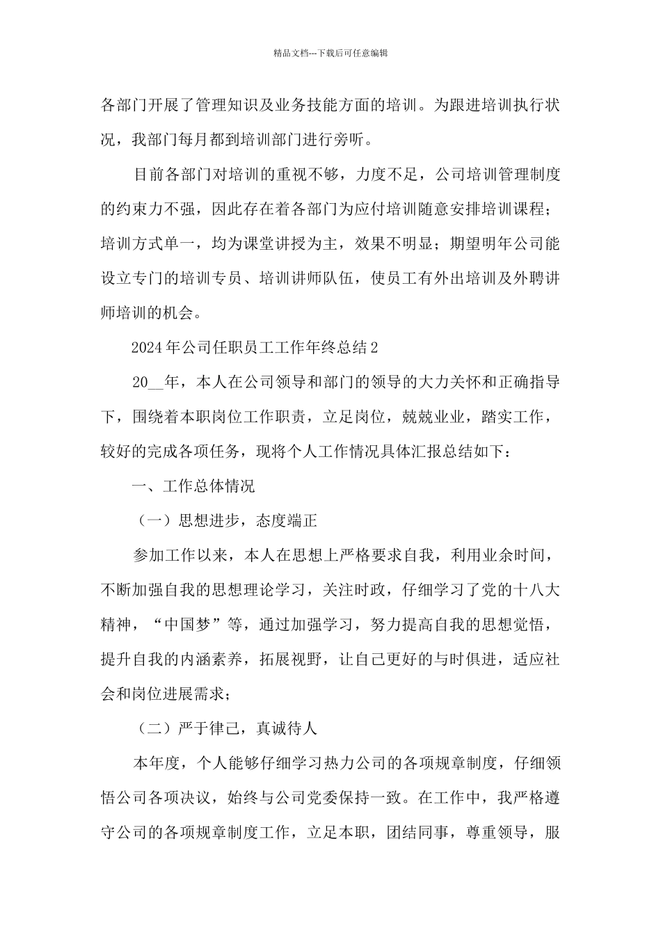 2024年公司任职员工精美工作年终总结例文五篇_第3页
