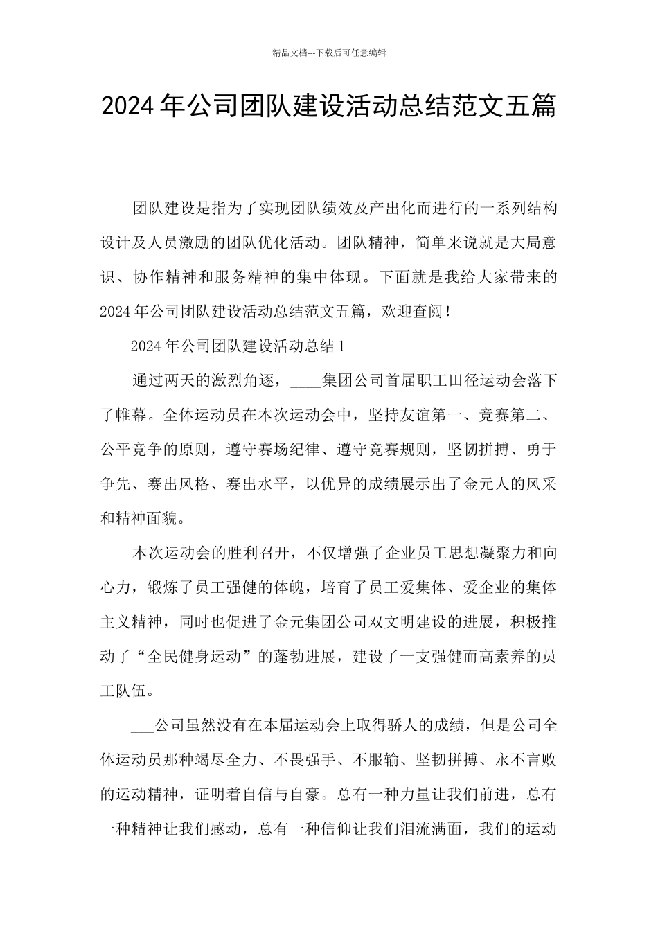 2024年公司团队建设活动总结范文五篇_第1页