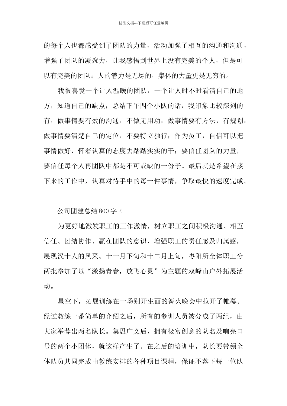 2024年公司团建总结800字5篇_第2页