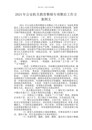 2024年公安机关教育整顿专项整治工作方案例文