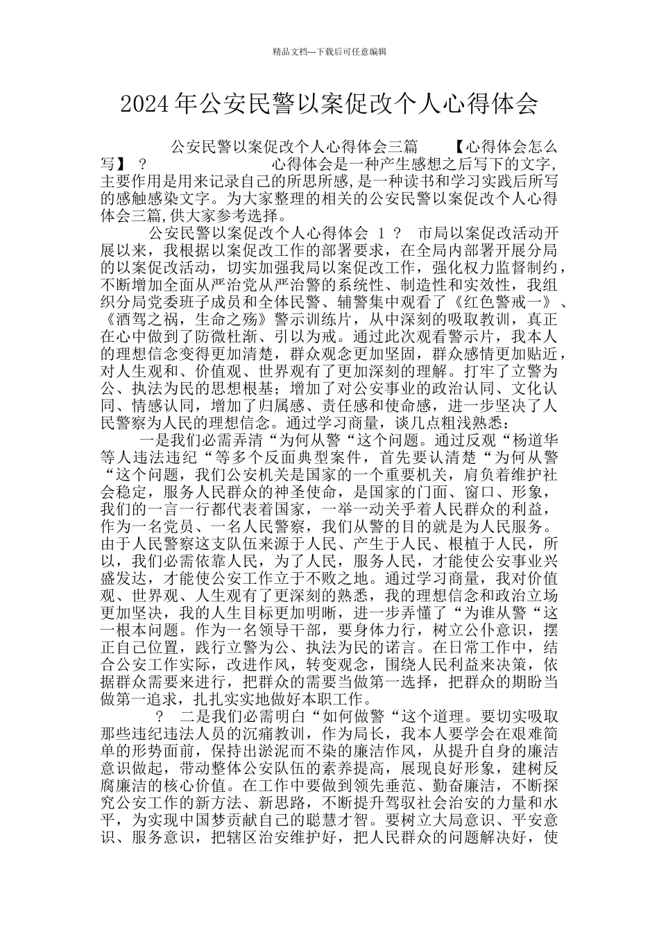 2024年公安民警以案促改个人心得体会_第1页