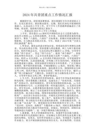 2024年共青团重点工作情况汇报