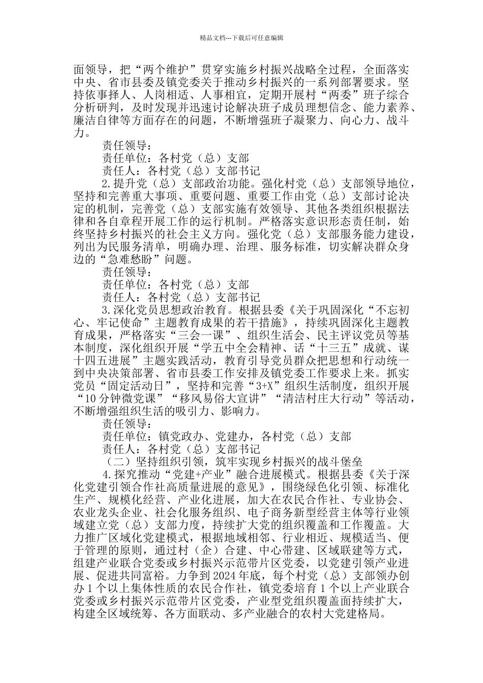 2024年关于强化党建引领乡村振兴工作的实施方案_第2页