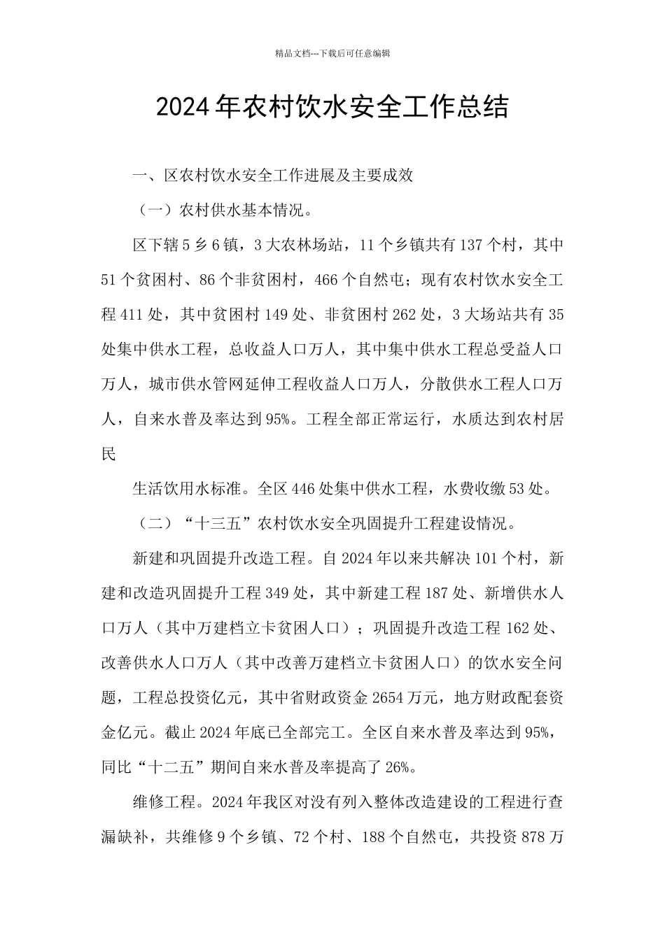 2024年农村饮水安全工作总结_第1页