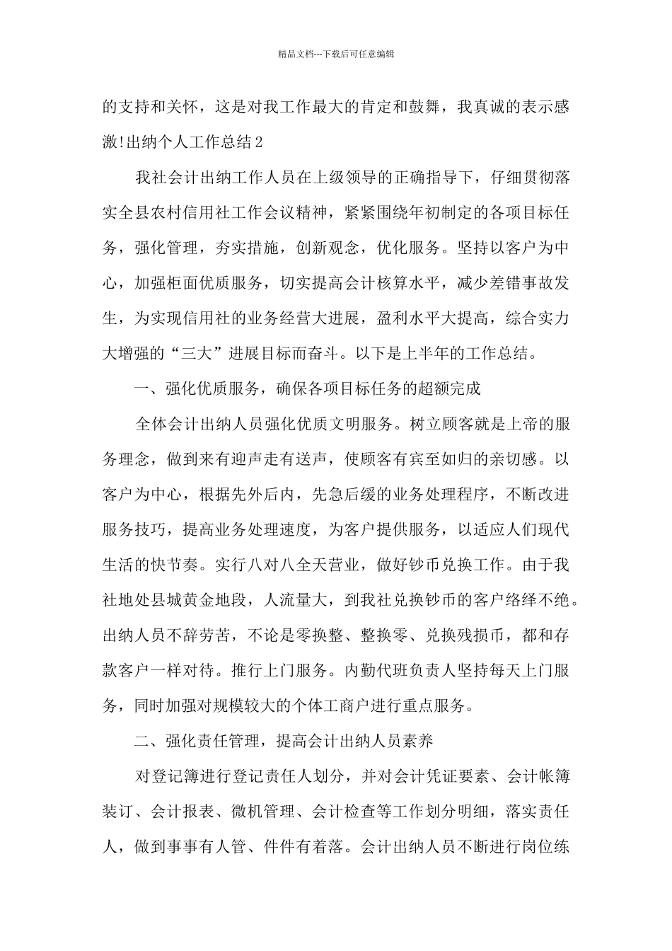 2024年出纳个人工作总结多篇_第3页