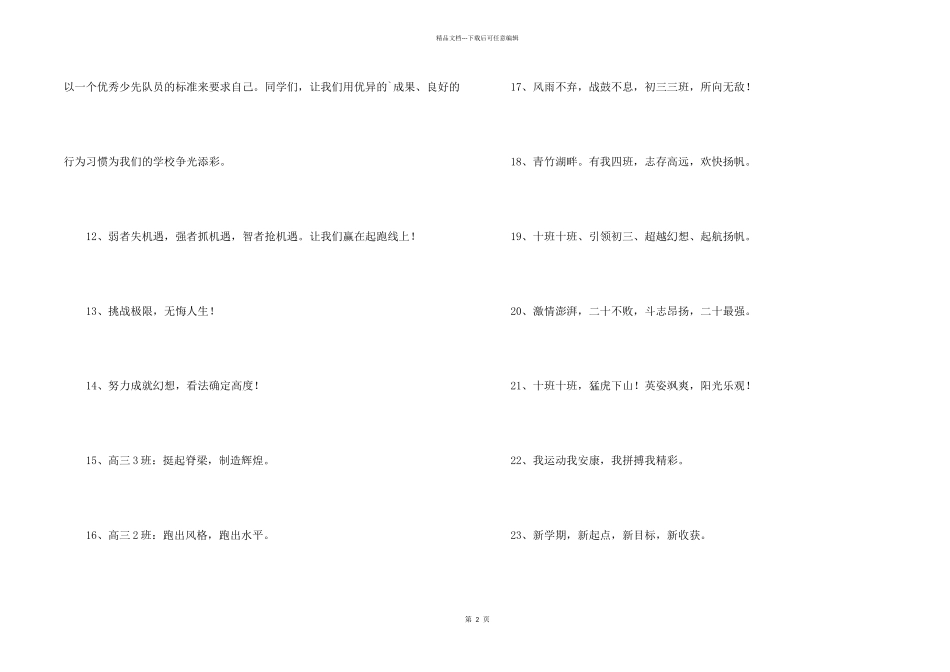 2024年初中班级的口号汇总95条_第2页