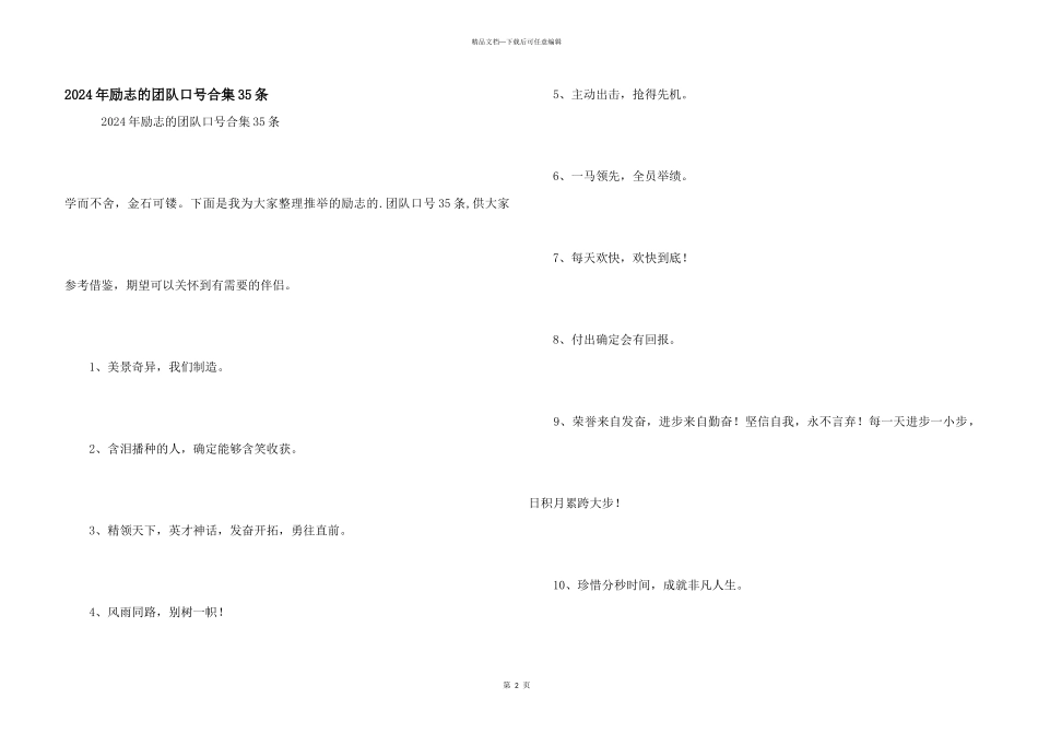 2024年励志的团队口号合集35条_第1页